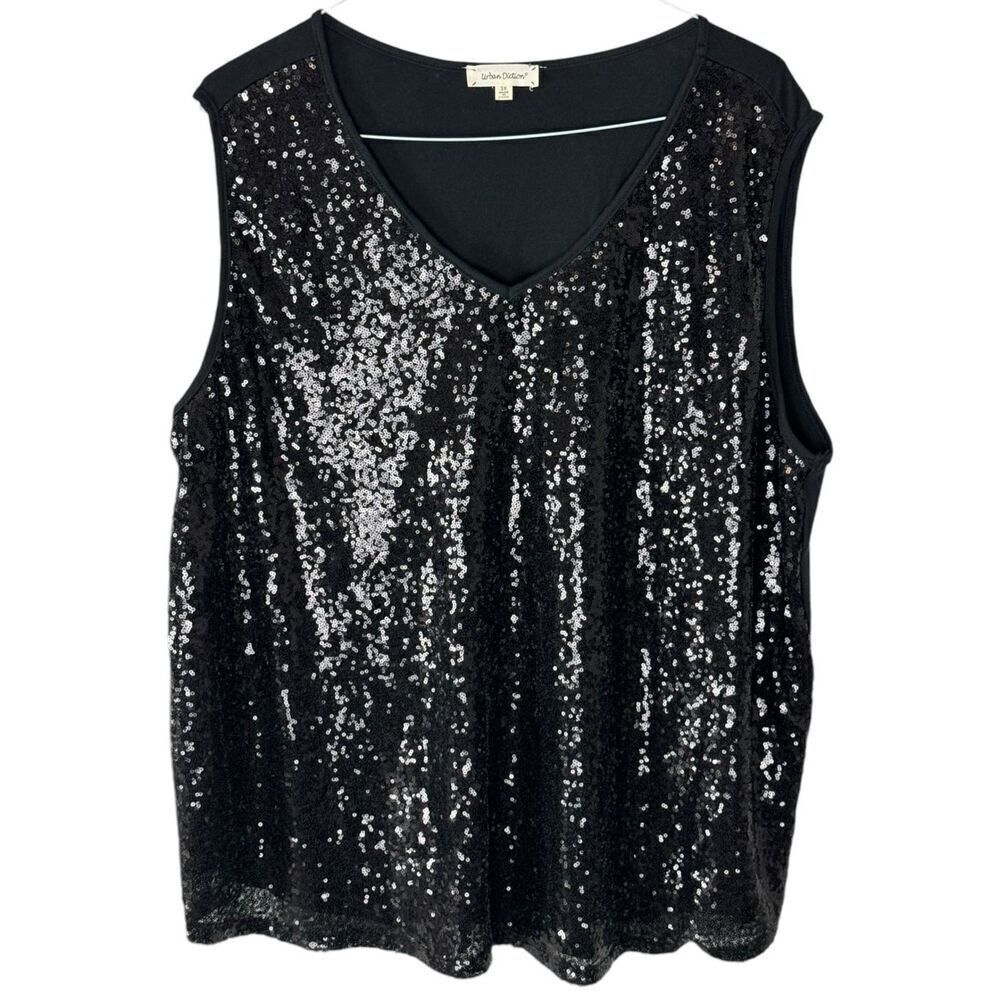 Urban Diction Black Sparkle V-neck Sleeveless Top‎ Size 3X